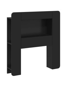 Testata del letto con archiviazione Nero Legno ingegnerizzato