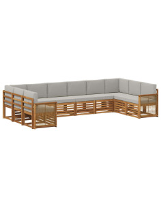 Set divano sezionale con cuscino 7 pcs Naturale e Grigio Chiaro