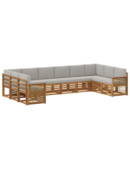 Set divano sezionale con cuscino 7 pcs Naturale e Grigio Chiaro
