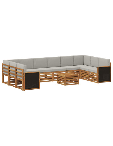 Set di divani da esterno 8 pcs Naturale e Grigio Chiaro