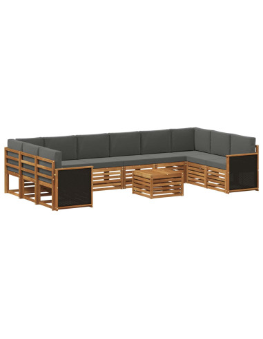 Set di divani da esterno con cuscino 8 pcs Naturale e Antracite