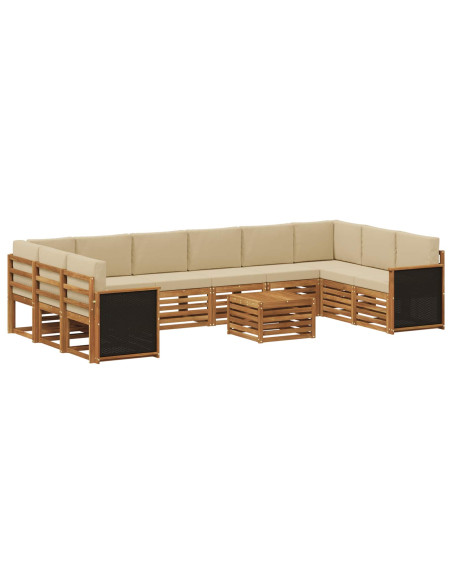 Set di divani da esterno con cuscino 8 pcs Naturale
