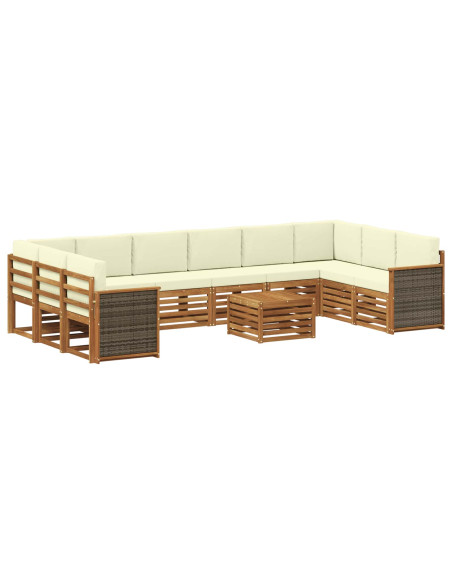 Set di divani da esterno con cuscino 8 pcs Naturale e Crema