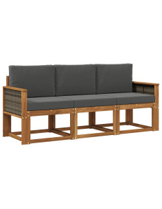 Set di divani da esterno con cuscino 3 pcs Naturale e Antracite