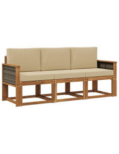 Set di divani da esterno con cuscino 3 pcs Naturale