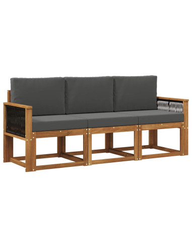 Set di divani da esterno con cuscino 3 pcs Naturale e Antracite
