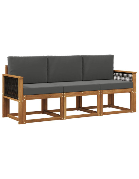 Set di divani da esterno con cuscino 3 pcs Naturale e Antracite