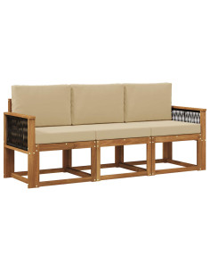 Set di divani da esterno con cuscino 3 pcs Naturale