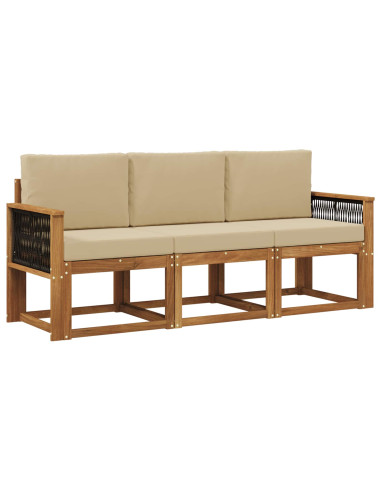 Set di divani da esterno con cuscino 3 pcs Naturale