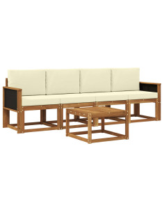 Set di divani da esterno con cuscino 4 pcs Naturale e Crema