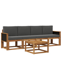 Set di divani da esterno con cuscino 4 pcs Naturale e Antracite