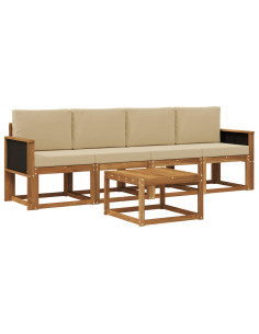Set di divani da esterno con cuscino 4 pcs Naturale