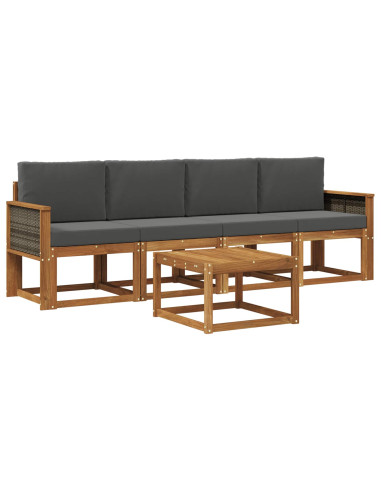 Set di divani da esterno con cuscino 4 pcs Naturale e Antracite