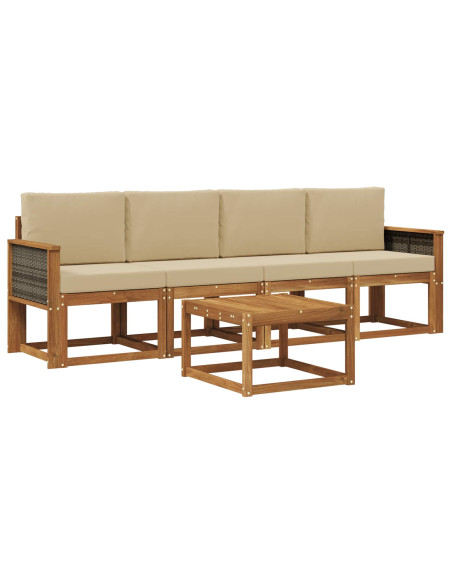 Set di divani da esterno con cuscino 4 pcs Naturale