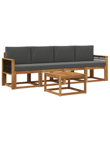 Set di divani da esterno con cuscino 4 pcs Naturale e Antracite