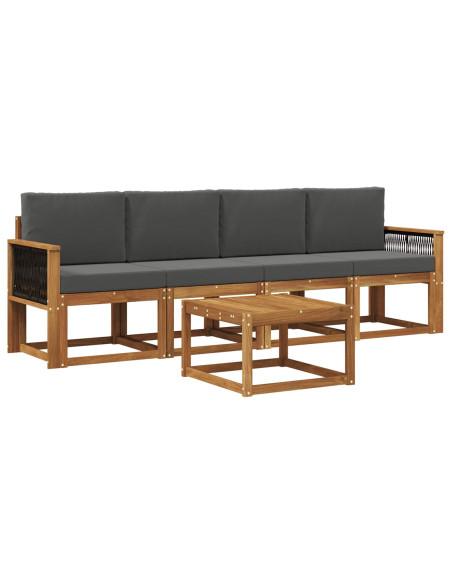 Set di divani da esterno con cuscino 4 pcs Naturale e Antracite