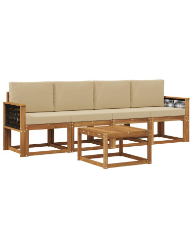 Set di divani da esterno con cuscino 4 pcs Naturale