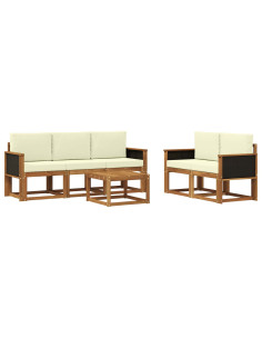 Set di divani da esterno con cuscino 6 pcs Naturale e Crema