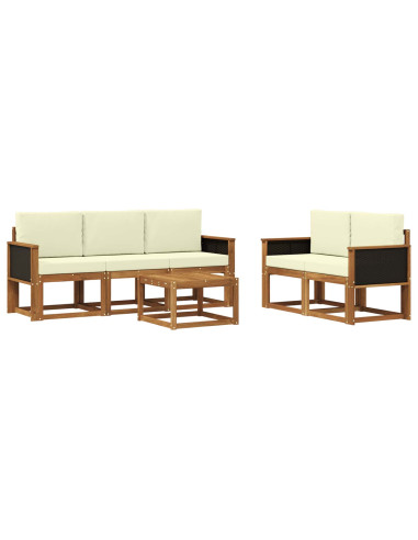 Set di divani da esterno con cuscino 6 pcs Naturale e Crema