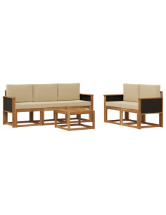 Set di divani da esterno con cuscino 6 pcs Naturale