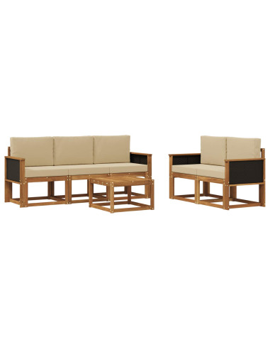 Set di divani da esterno con cuscino 6 pcs Naturale