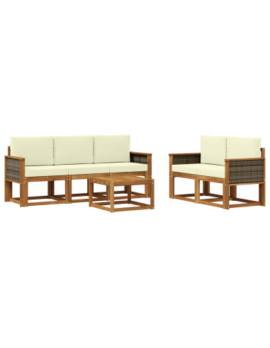 Set di divani da esterno con cuscino 6 pcs Naturale e Crema