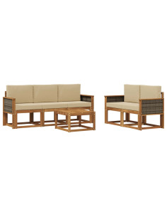 Set di divani da esterno con cuscino 6 pcs Naturale