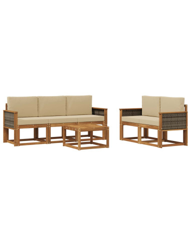 Set di divani da esterno con cuscino 6 pcs Naturale