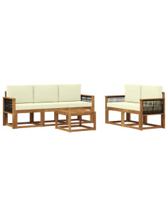Set di divani da esterno con cuscino 6 pcs Naturale e Crema