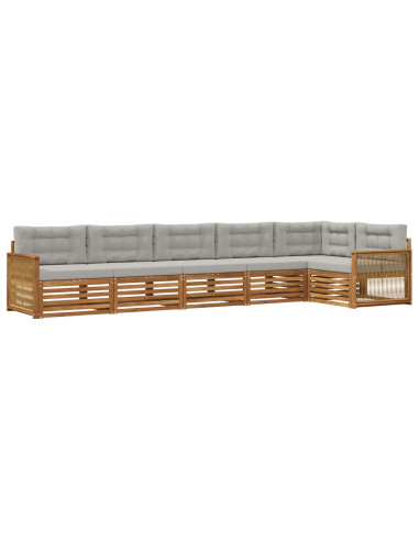Set di divani da esterno 6 pcs Naturale e Grigio Chiaro