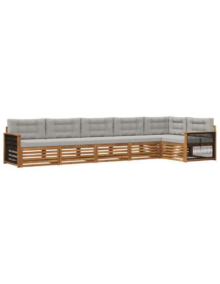 Set di divani da esterno 6 pcs Naturale e Grigio Chiaro