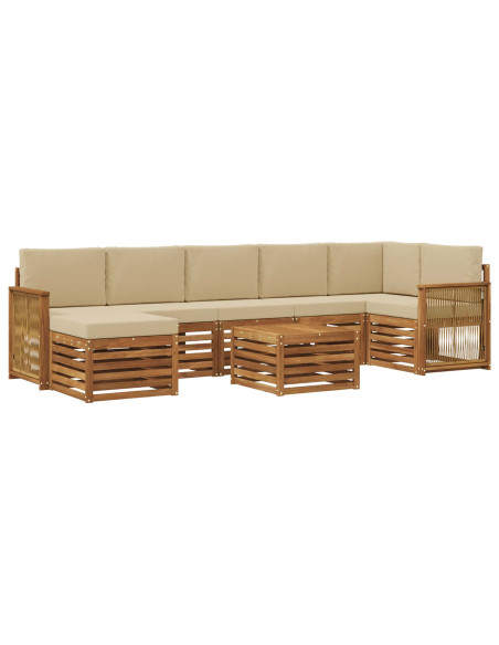Set di divani da esterno con cuscino 7 pcs Naturale
