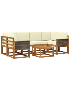 Set di divani da esterno con cuscino 5 pcs Naturale e Crema