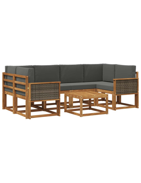 Set di divani da esterno con cuscino 5 pcs Naturale e Antracite
