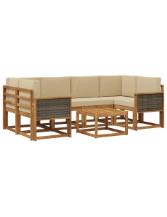 Set di divani da esterno con cuscino 5 pcs Naturale 2
