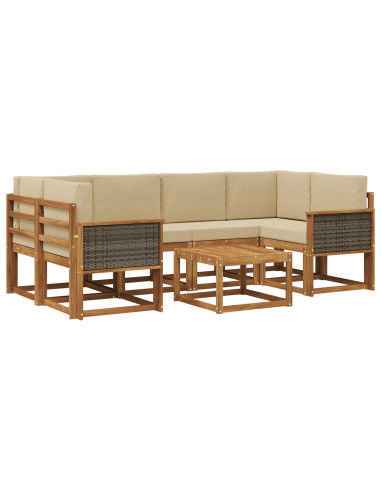 Set di divani da esterno con cuscino 5 pcs Naturale