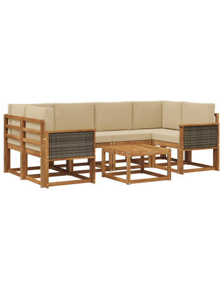 Set di divani da esterno con cuscino 5 pcs Naturale