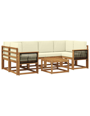 Set di divani da esterno con cuscino 5 pcs Naturale e Crema