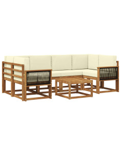 Set di divani da esterno con cuscino 5 pcs Naturale e Crema 2