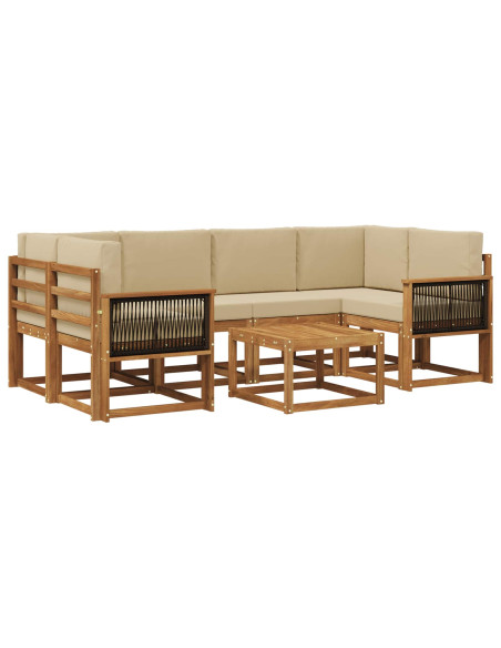 Set di divani da esterno con cuscino 5 pcs Naturale