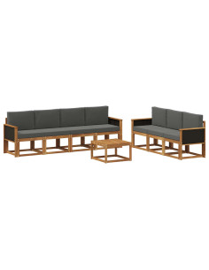 Set di divani da esterno con cuscino 7 pcs Naturale e Antracite