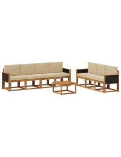 Set di divani da esterno con cuscino 7 pcs Naturale