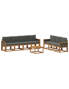 Set di divani da esterno con cuscino 7 pcs Naturale e Antracite