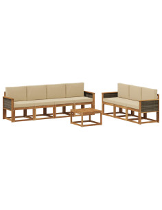 Set di divani da esterno con cuscino 7 pcs Naturale