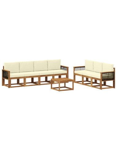 Set di divani da esterno con cuscino 7 pcs Naturale e Crema