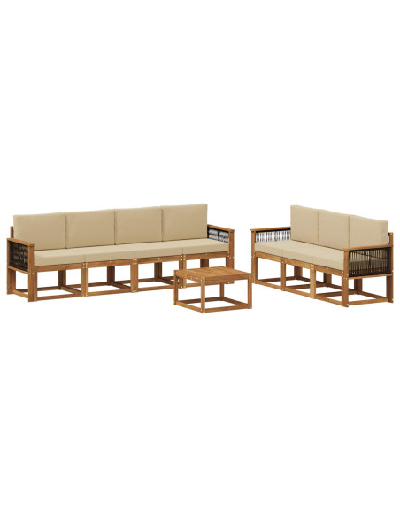 Set di divani da esterno con cuscino 7 pcs Naturale