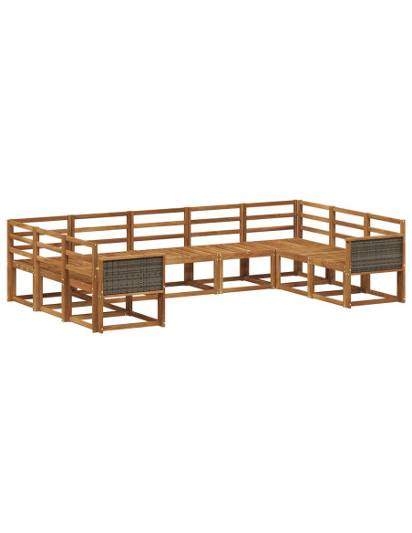 Set di divani da esterno 9 pcs Naturale