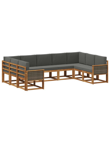 Set di divani da esterno con cuscino 9 pcs Naturale e Antracite