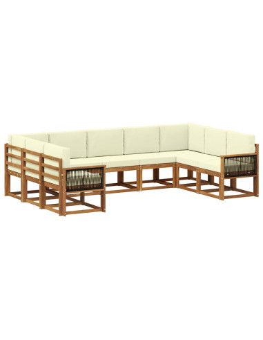 Set di divani da esterno con cuscino 9 pcs Naturale e Crema