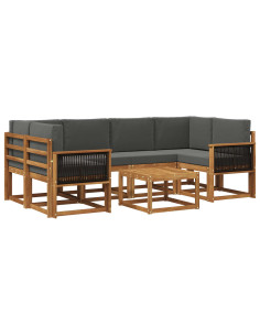 Set di divani da esterno con cuscino 5 pcs Naturale e Antracite